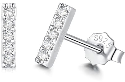 Loutade Ohrstecker Silber 925 Ohrringe für Damen Mädchen, Hypoallergen Kleine Flache Stab/Zirkonia Ohrstecker aus 925 Sterling Silber, Minimalistische Ziemliche Knorpel Schlafen Flache Ohrringe