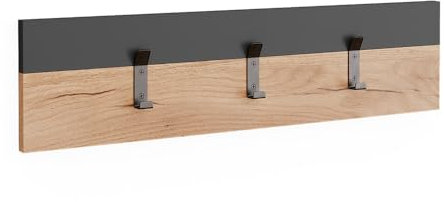 Vicco Wandgarderobe Orlando, Garderobe mit Haken, Anthrazit/Goldkraft Eiche, 60 x 15 cm