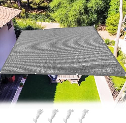 Sonnenschutz Segel Sonnensegel 750 x 750 cm HDPE Luftdurchlässig, Wasserdurchlässig Beschattung für Terrassenüberdachung für Balkon Garten, Grau