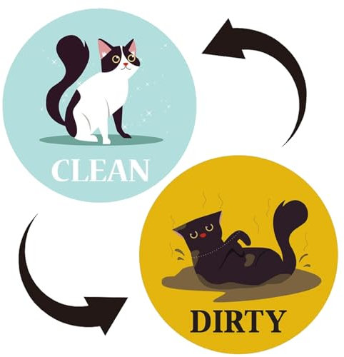 Ninnyi Clean Dirty Dishwasher Magnet, Circular Double Sided Sign for Kitchen Finishing