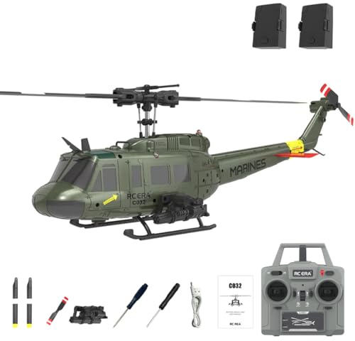 Meiurlex RC ERA C032 RC Hubschrauber, 1/48 Scale UH-1 Huey Heli 6-Kanal Ferngesteuert Hubschrauber, 3D Stuntflug & Hochpräzisions RC Flugzeug für Erwachsene Anfänger