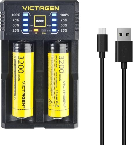 Battery Charger with LCD Display für Li-ION/NI-MH/NI-CD A AA AAA Batteries 2 Slot Head Compatible with a Variety of 3.7V 26650/18650/14500/16340 Li-ION Batteries