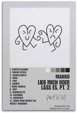 owengo Makko Lieb MichOder Lass Es PT. 2 Poster, Hit Music Ablum Cover, Wandkunst, trendige Ästhetik, Leinwanddruck, Raumdekoration, 50 x 75 cm, ungerahmter Stil