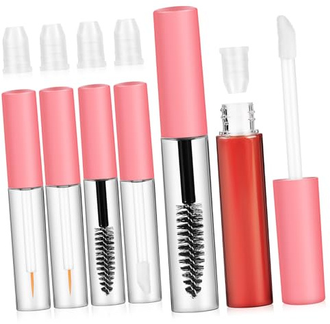 Nachfüllbare Mascara Tube 6 Stück aus ABS und Petg für Unterwegs | Leere Behälter mit Wands, 8x1,2x0,5cm, für Lipgloss, Make Up Übung, Reisen