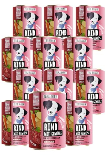 Hundefutter Nass 400g Rind & Gemüse – Hunde Nassfutter 12x400g Wet Dog Food | Tierärztlich entwickeltes Nassfutter für Hunde mit 91% Fleischanteil – 400g Dog Food leicht verdaulich von TIERLIEBHABER
