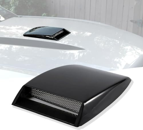 Toma de Aire Decorativa para Capó de Coche Universal - Rejilla de Ventilación de Capó Falsa (Fake Vent) - Cubierta de Capó Deportivo con Malla ABS Negro Brillante