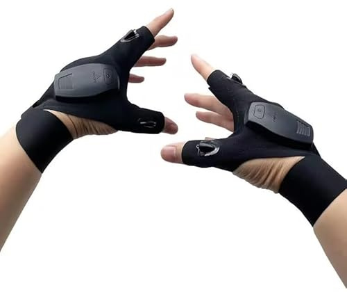 Swhily Gifts for Men, Christmas Stocking Fillers Gadgets for Dad, Rechargeable LED Gloves Lights for Christmas Birthday Novelty Fishing DIY Gifts