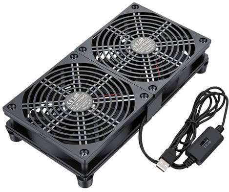 ELUTENG 5V 120mm Silent Fan, 2-in-1 Dual PC Fans with Shock Absorbent Feet | Quiet USB Fan 120mm with 3 Adjustable Speeds, High Airflow Radiator Fan for PS5 PS4/Laptop/TV Box/Router