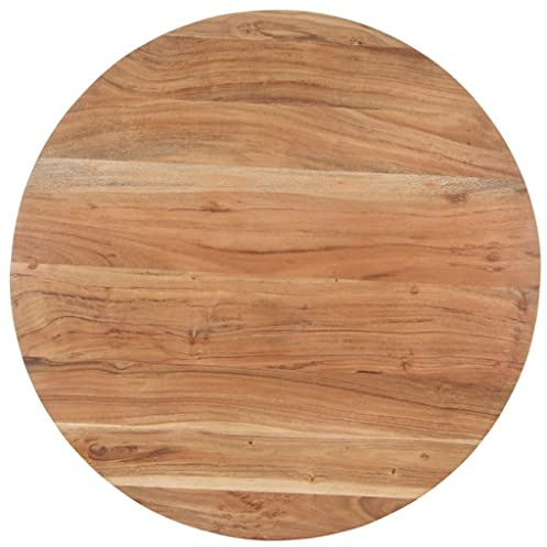Fengshui Akazienholz Esstisch 80 cm Schwarz Beine | Massivholz Handgefertigt, Natürliches Finish, Pulverbeschichtete Eisenbeine, Robust Und Stabil