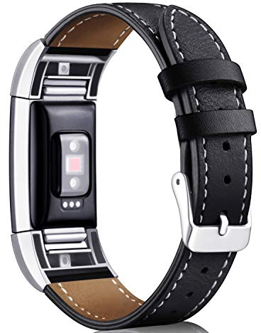 Mornex Correa de Cuero Genuino Compatible Charge 2, Correa Ajustable Correas de Recambio Pulseras Pulsera Banda de Actividad Física con Conectores de Metal