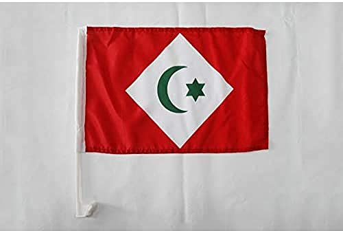 AZ FLAG - Drapeau Rif indépendantiste au Maroc Pour Décoration Voiture Avec Attaches En PVC Et Système d'Accroche - Car Flag Du Rif - 100% Polyester - 50g - 45x30 cm