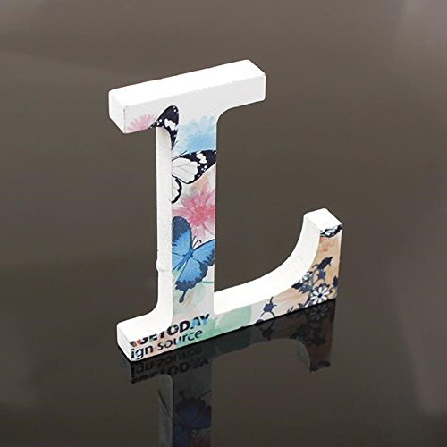 Freeas Flower Painting Decorative Wood Letters, 26 Marquee Alphabet Letters DIY Words Sign for Children Baby Name Girls Bedroom Wedding Birthday Party Home Décor (Letter L)