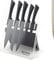 Ross Henery Professional Ensemble de 5 Couteaux de Cuisine avec Lames Noires dans Un Bloc/Support en Acrylique Transparent Pliable