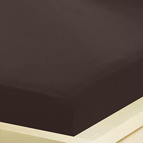G BETTWARENSHOP – Inkontinenz Spannbettlaken mit Nässeschutz – wasserdicht aus weichem Feinbiber – 2in1 Spannbetttuch & Matratzenschutz 180x200-200x200 cm Schoko