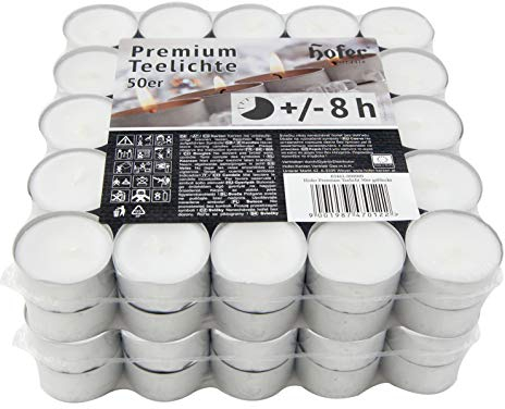 Hofer - Kerzen Teelichte tealight, in Metallhülsen, bis zu 8h Brenndauer, Durchmesser 38 mm, weiß - Pack a 100 Stück, Tropffrei Wachskerzens, ohne Duft, Hergestellt in Österreich