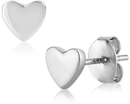 Brandlinger ® Herz Ohrstecker Silber 925. Ohrringe Silber 925 vergoldet (Silber und Gold). Schmuck Damen vergoldet mit 18 Karat für Frauen und Mädchen. Größe der Ohrringe Herz 5,3-6mm