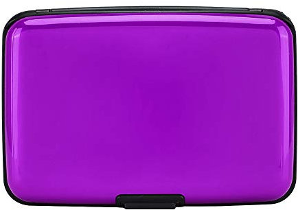 Elfish Custodia rigida in alluminio con blocco RFID, porta biglietti da visita, portafoglio in metallo, per uomini o donne (alluminio, viola)