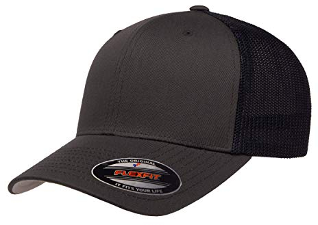 Flexfit Herren Mesh Fitted Cap – Zweifarbig Trucker-Mütze, Anthrazit/Marineblau, Einheitsgröße