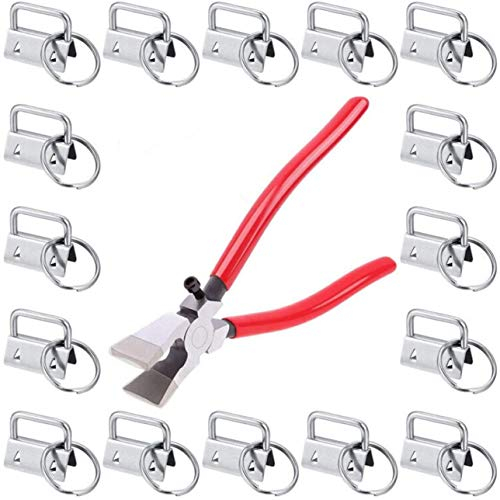 Alumuk Schlüsselband Basteln Set - 40 Stück Schlüsselband Rohlinge Klemmschließeanhänger 2,5 cm mit Schlüsselringen zur Herstellung von Schlüsselbändern Schlüsselband Rohling Zange