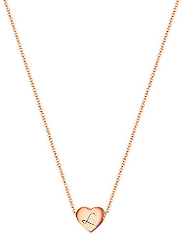 VQYSKO Initiale Necklace Ladies Heart Letter Chain-Stainless Steel Name Chains, Exquisitely Small(For Women/Girls/Mom) Birthday Gift, Valentine's Day present (Rose gold-L)