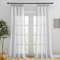 PONY DANCE Leinenoptik Vorhang Halbtransparent - Voile Vorhang Dicker Stoff Luftige Vorhänge mit Kräuselband Gardinen für Sonnenlicht Filtern Vorhang Hellgrau, 2er Set H 245 x B 140 cm