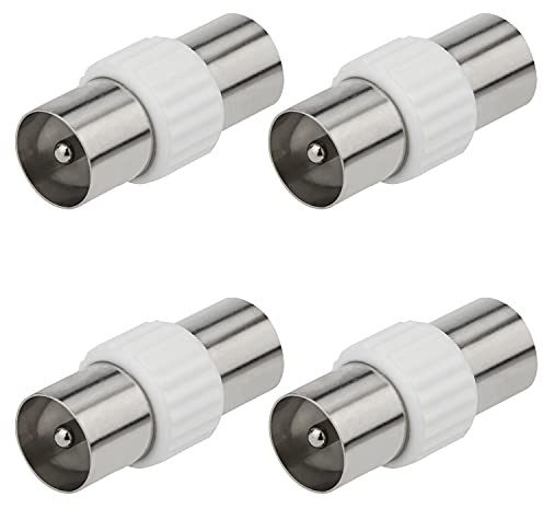 Mellbree TV Aerial Coaxial Coupler - Male to Male 4 Pack, RF Coax Joiner Adapter Plugs