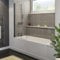 1600 x 700mm Straight Square Bathtub Shower Bath Bathroom Suite with Frameless Square Clear Bath Screen Glass Panel Overbath Screen & Front End Bath Panel