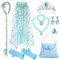 Hifot Prinzessin Kostüm Zubehör Set Prinzessin Tasche mit Krone, Haarreif, Cape,Halskette,Handschuhe,Armbänder und Ohrringe Schmuck Set für Mädchen Kinder Party Geburtstag Kostüm
