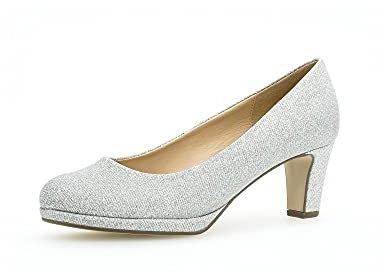 Gabor Damen Plateaupumps, Frauen Absatzschuhe,hochhackige Schuhe,stoeckelschuhe,Ausgehschuhe,Abendschuhe,Court Shoes,Pumps,Silber,35.5 EU / 3 UK