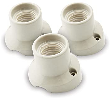 AMARCORDS - 3 Plafonniers/Appliques inclinées inclinée en porcelaine, prise E27, base douille vintage à couleur BLANC