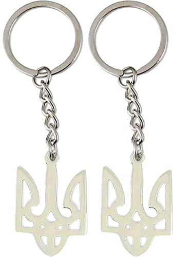 2 Pcs Ukraine Schlüsselbund Metall Ukraine Tridents Anhänger Bag Charme Autos Schlüsselringe Für Männer Frauen