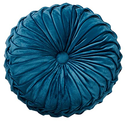 Fouriding Runde Wurf Kissen für Couch dekorative 15 X 15 Kürbis Runde Samt Kissen für Sofa Bett Stuhl Boden Auto dekorative (Blau)