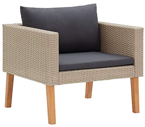 Keketa Sofá de jardín de ratán con cojines, sofá, salón, jardín, salón, juego de sofá de balcón, sofá, banco de jardín, banco de jardín, muebles de jardín, grupo de asientos de poliratán, beige