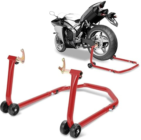 Gimisgu Motorradheber, Motorradheber Motorrad Hinten zum Aufbocken, Aufbockvorrichtung, breitenverstellbar, Wartungs-/Montagearbeiten für Motorräder bis 300 kg (Rot)