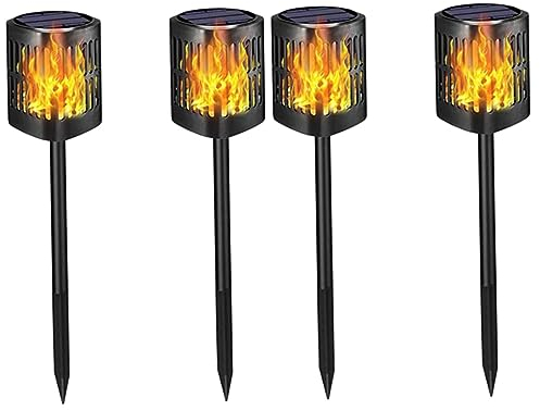 DOITOOL Terrassenleuchten 4 Stück Weg Flammenlicht Flammen Gartenlampe Flamme Bodenlichter Terrassenbeleuchtung Im Freien Erdungsstecker Licht Flamme Gartenlichter Fackellicht Draussen
