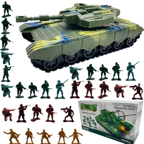 Fycooler Militär Spielzeug Panzer Armee Sets , Militär Kinder Spielzeug Panzer Militärtransportpanzer mit 30pcs - Militärsoldaten Jungen Battle Geschenkbox-Set Trägheitsantriebstank für Kinder Jungen