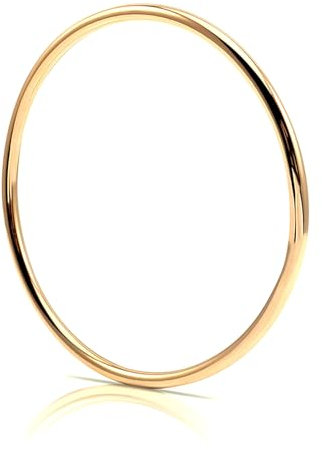 Kritz Armband Damen Rund Jonc Gold oder Silber Breite 3 mm - Rundes Armreif Klassisch Edelstahl Vergoldet Glatt Poliert für Frauen Freund Pärchen - Schmuck Geschenk (Gold)