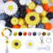 SUNNYCLUE 100Pcs Thanksgiving Silicone Beads Keychain Making Kit Flower Silicone Focal Beads Sunflower Printed Round 15mm Soft Rubber Key Ring Lobster Clasps for Keychain Lanyards