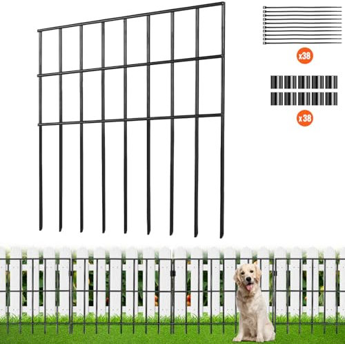 VEVOR 330x440-19 Animal Barrier 19 Pack 17in(H) x11ft(L), Underground Decorative Garden 1.5 Inch Spike Spacing, Metal Dog Fence for The Yard and Outdoor Patio, Black, 44cm(H) x6.3m(L)