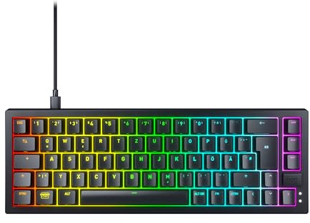 Xtrfy CHERRY K5V2 Compact, Mechanical 65 Percent Gaming Keyboard, German Layout (QWERTZ), Hot-Swap Keyboard, CHERRY MX2A RED SWITCHES, Black