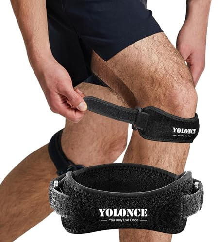 nailgeler 2 piezas Rodillera Rotuliana, Correa de sujeción para el tendón rotuliano, Rodilleras Ajustable para Hombre y Mujer, Correr, Saltar, senderismo, fútbol, baloncesto