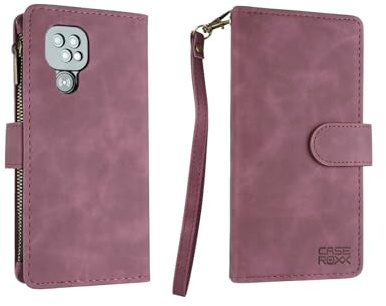 caseroxx Handy-Portemonnaie für Doro 8100/8110 / 8200/8210 / 8220, rot | Handytasche im Portemonnaie-Stil mit Platz für Karten und Bargeld, aus Velours-Kunstleder