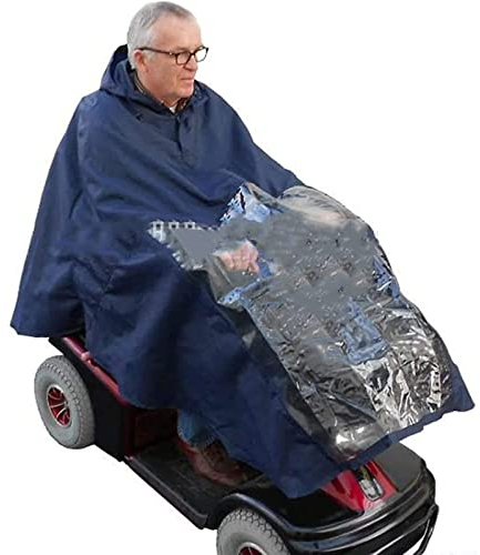 WCCNKK Universal Wasserdichter Regenponcho Für Mobilitäts-Rollstuhlumhang Regenmantel Rollstuhl Regenschutz Großer Winddicht Regenschutz Scooter Cape, Wärme Im Freien, Blau
