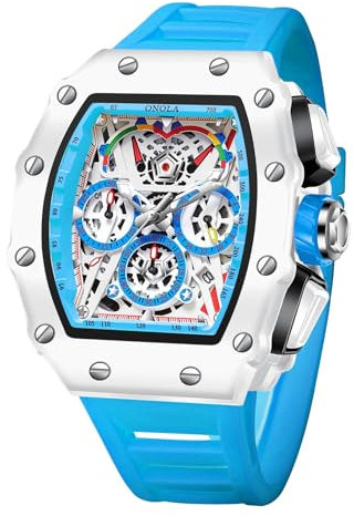 Mode Männer Armbanduhr, Analoge Quarz Männer Uhr Silikon Armband Rechteck Big Dial Militäruhren wasserdichte Kalender Datum, Blau