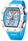 FORSINING Montre à quartz rectangulaire pour homme - Bracelet en silicone - Chronographe décontracté - Étanche - Pour homme, bleu, bracelet