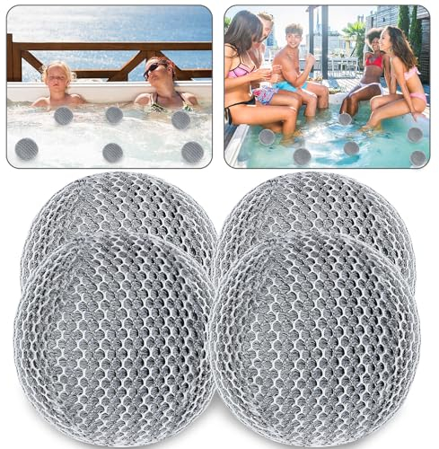JULMELON Whirlpool-Schaum-Absorber, 4 Stück, Spa- und Pool-Schaum beseitigende Bälle, wiederverwendbar, ölabsorbierender Schwamm, waschbarer Schaum, schwimmender Filter, um Wasser klar zu halten, für