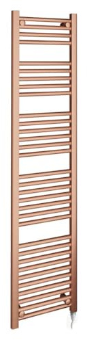 Fixed Temperature Electric Straight Brushed Copper Towel Rail Radiator Bathroom Heater (Pre-Filled) - 400mm (w) x 1600mm - 600w Element