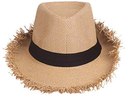Strohhut Herren und Damen geflochten und ausgefranst Sommerhut Damen und Herren Sonnenhut Strandhut Hawaii Hut - ideal für den Urlaub am Strand Garten oder Sommer Partys