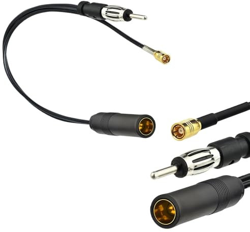DAB Splitter DAB Aerial Splitter Cable 30cm SMB Antenna Din Female to Din Male to SMB Male Car Radio RG174 DAB Antenna Splitter for AM FM Radio Pioneer Clarion Kenwood Alpine JVC
