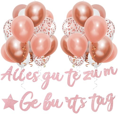 Geburtstagsdeko Rosegold, Birthday Decorations, Happy Birthday Girlande, Happy Birthday Deko, 36 Stück 12 zoll Luftballons Geburtstag Mädchen Frauen Party Deko mit 2 Bändern